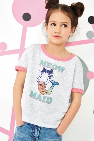 Grey Meow Maid T-Shirt (3-16yrs)